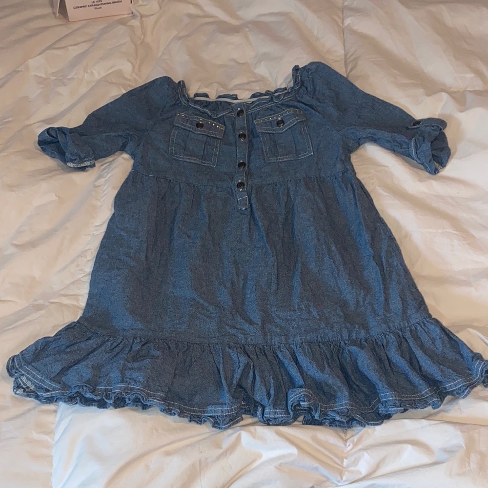 Chaps Blue Denim Ruffle-Hem Dress